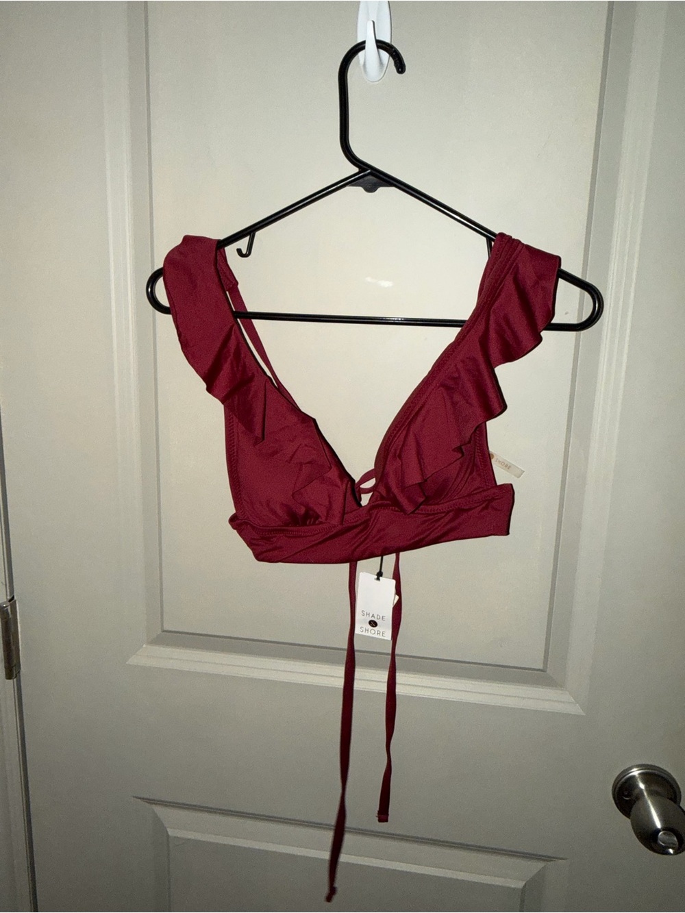Shade & Shore Ruffled Bikini Top - Burgundy